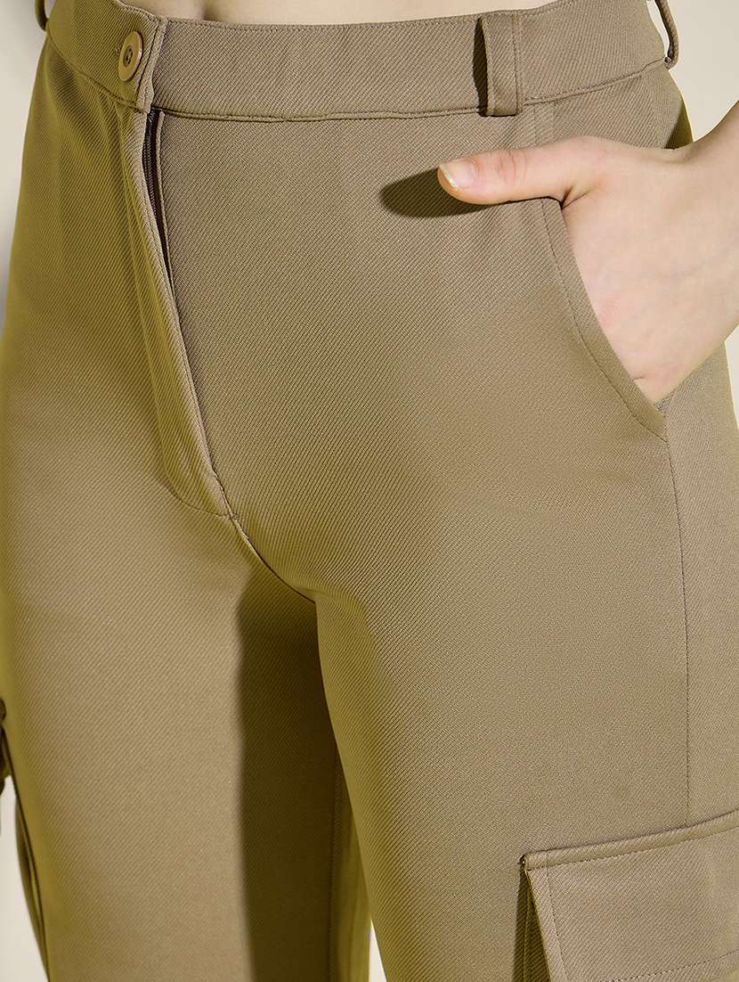 women solid high rise cargo - 21995380 -  Standard Image - 4