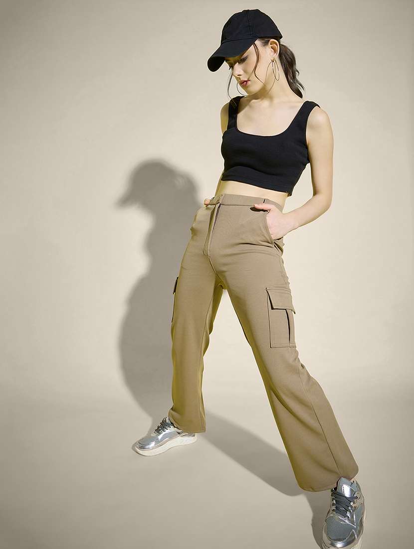 women solid high rise cargo - 21995380 -  Standard Image - 6