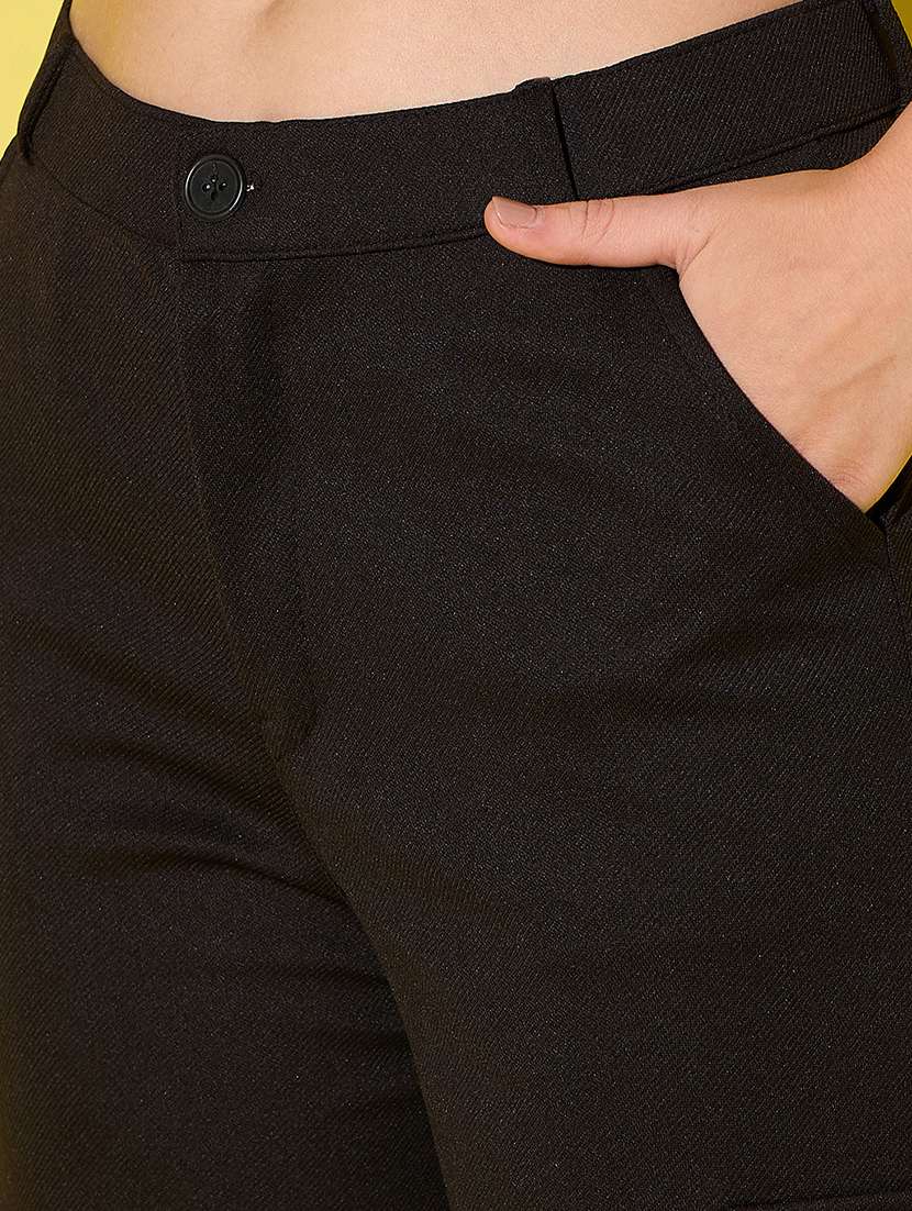 men black solid mid rise cargo - 21995384 -  Standard Image - 4