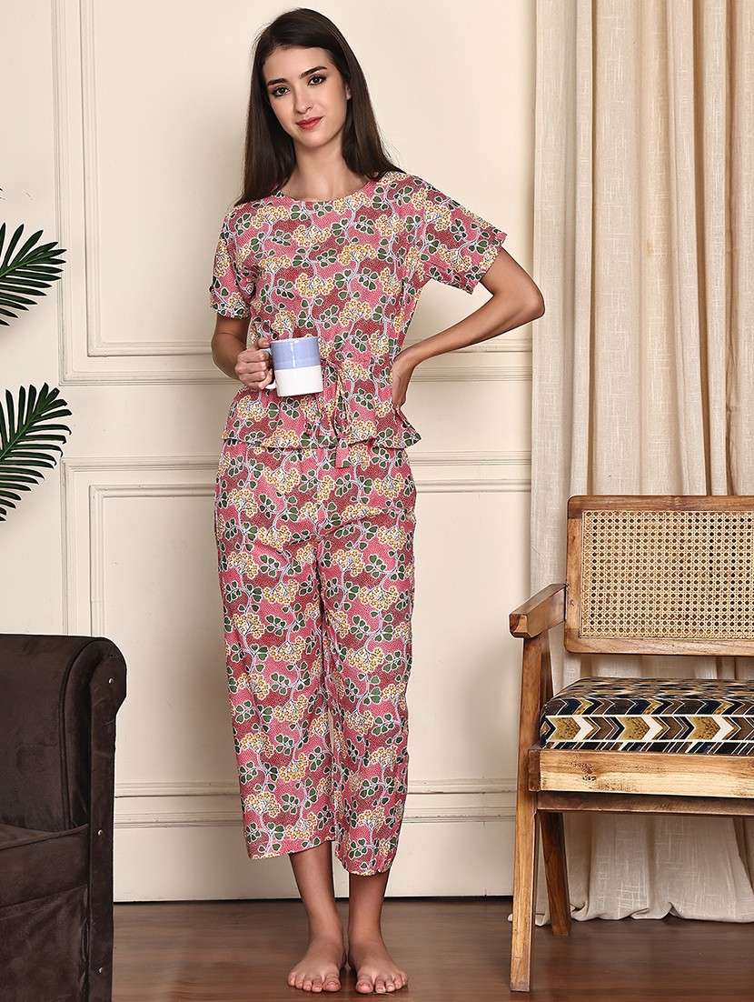 women printed nightwear pyjama set