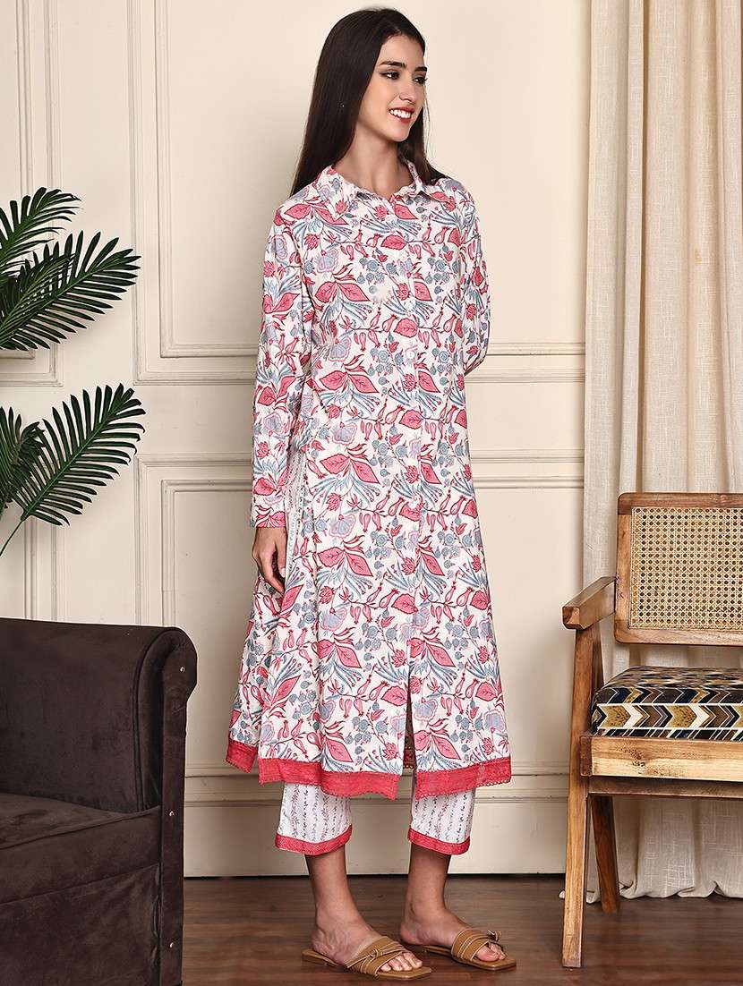 women floral printed long sleeve kurta pant set - 21995926 -  Standard Image - 1