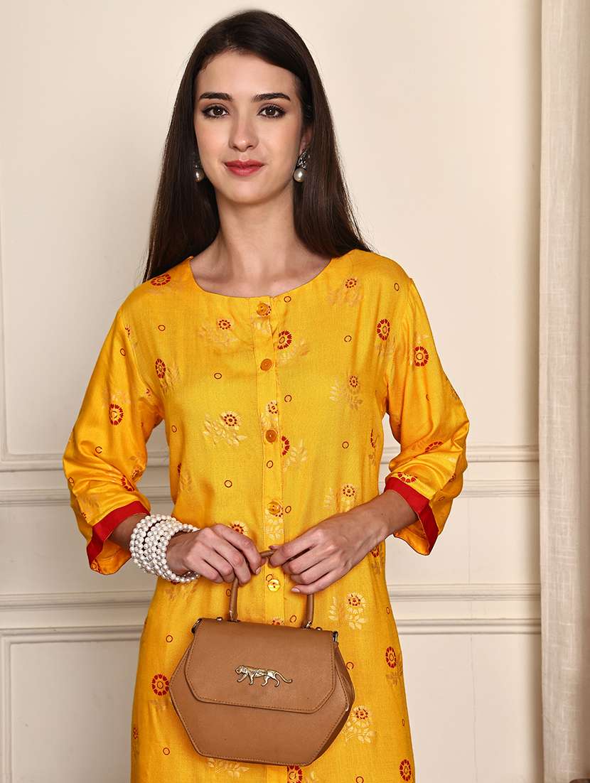 women floral printed three quarter sleeve kurta pant set - 21995931 -  Standard Image - 1