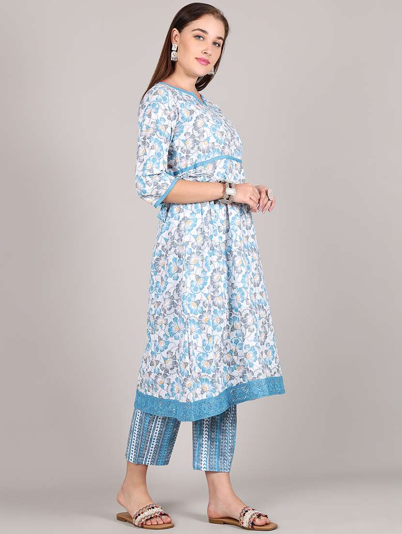 women floral printed three quarter sleeve kurta pant set - 21995934 -  Standard Image - 4