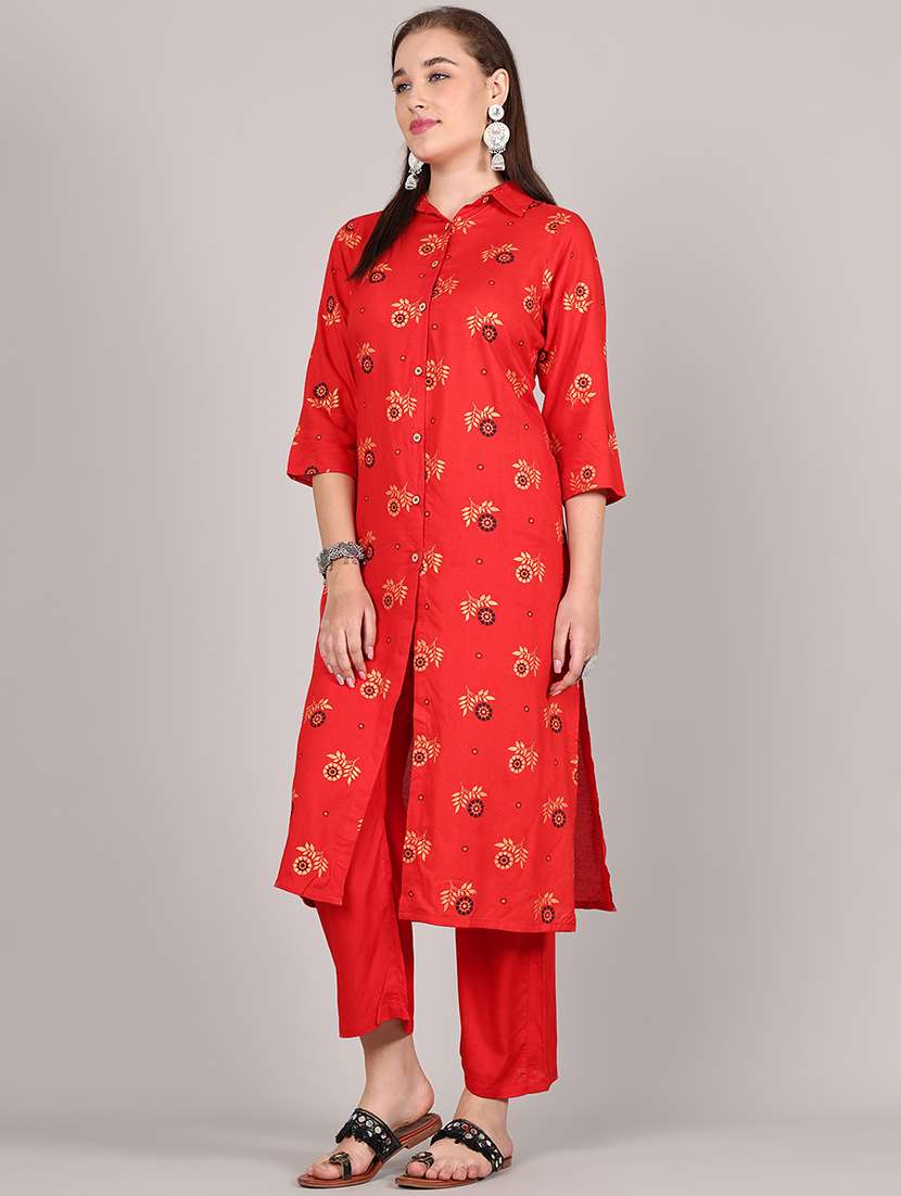 women floral printed three quarter sleeve kurta pant set - 21995936 -  Standard Image - 1