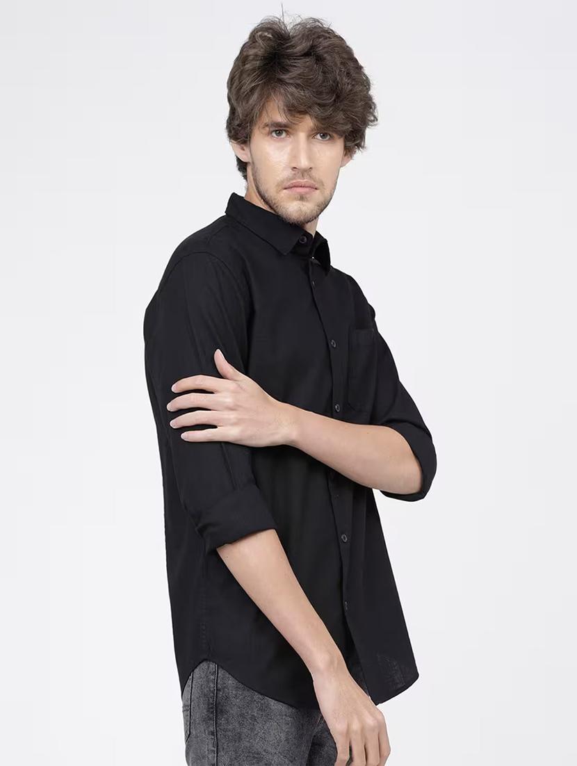 men solid long sleeve regular fit casual shirt - 21996359 - Standard Image - 1