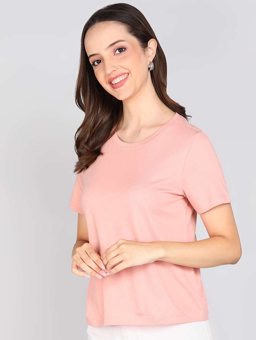 women solid short sleeve regular t-shirt - 21996397 - Standard Image - 1