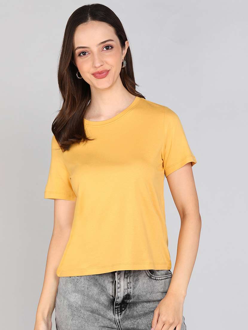 women solid short sleeve regular fit t-shirt