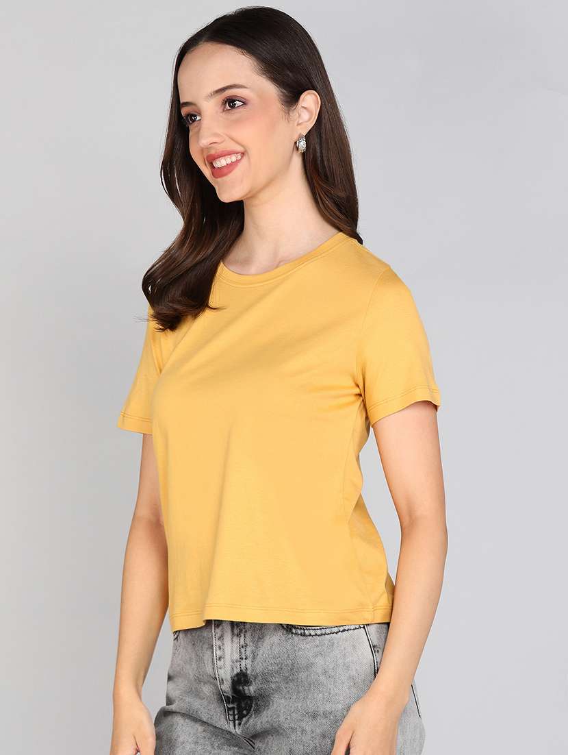 women solid short sleeve regular fit t-shirt - 21996398 -  Standard Image - 1