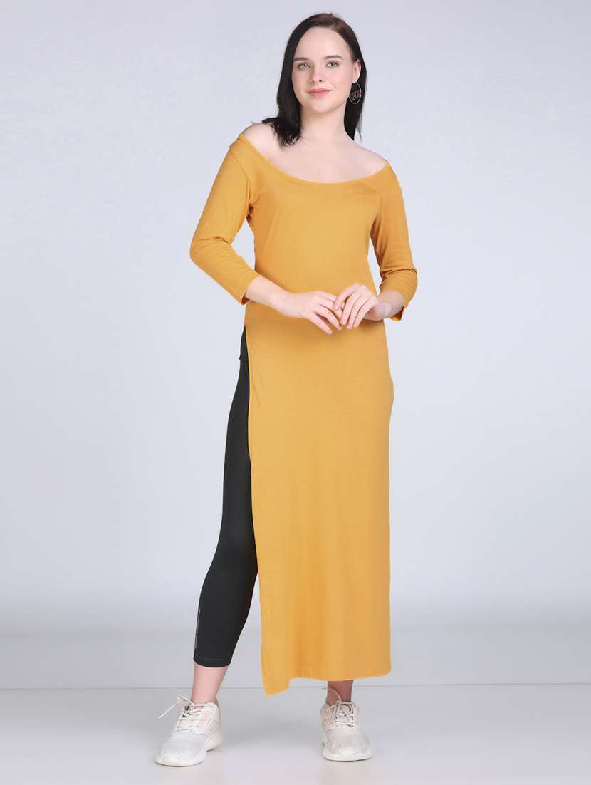women solid three quarter sleeve long top