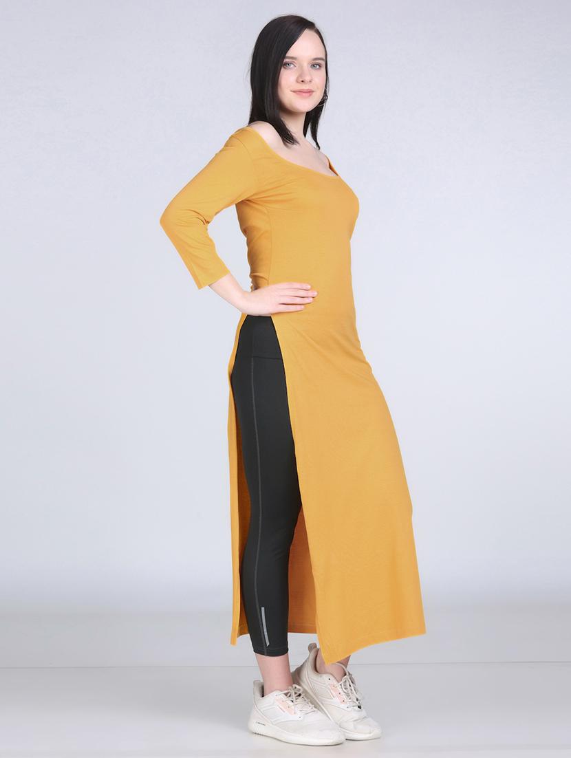 women solid three quarter sleeve long top - 21996408 - Standard Image - 1