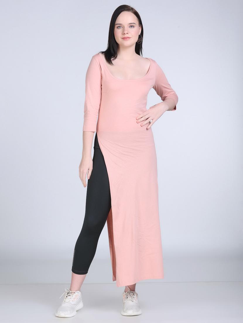 women solid three quarter sleeve long top - 21996410 - Standard Image - 1