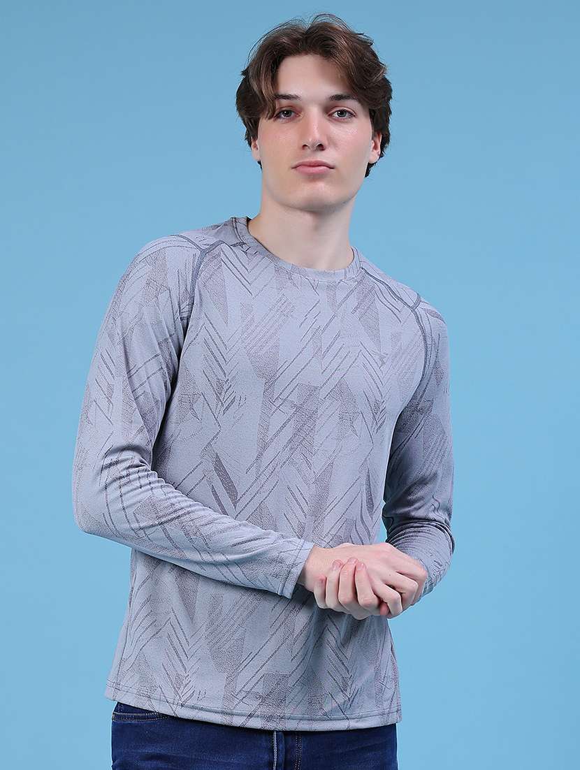 men printed round neck long sleeve t-shirt - 21996452 -  Standard Image - 1
