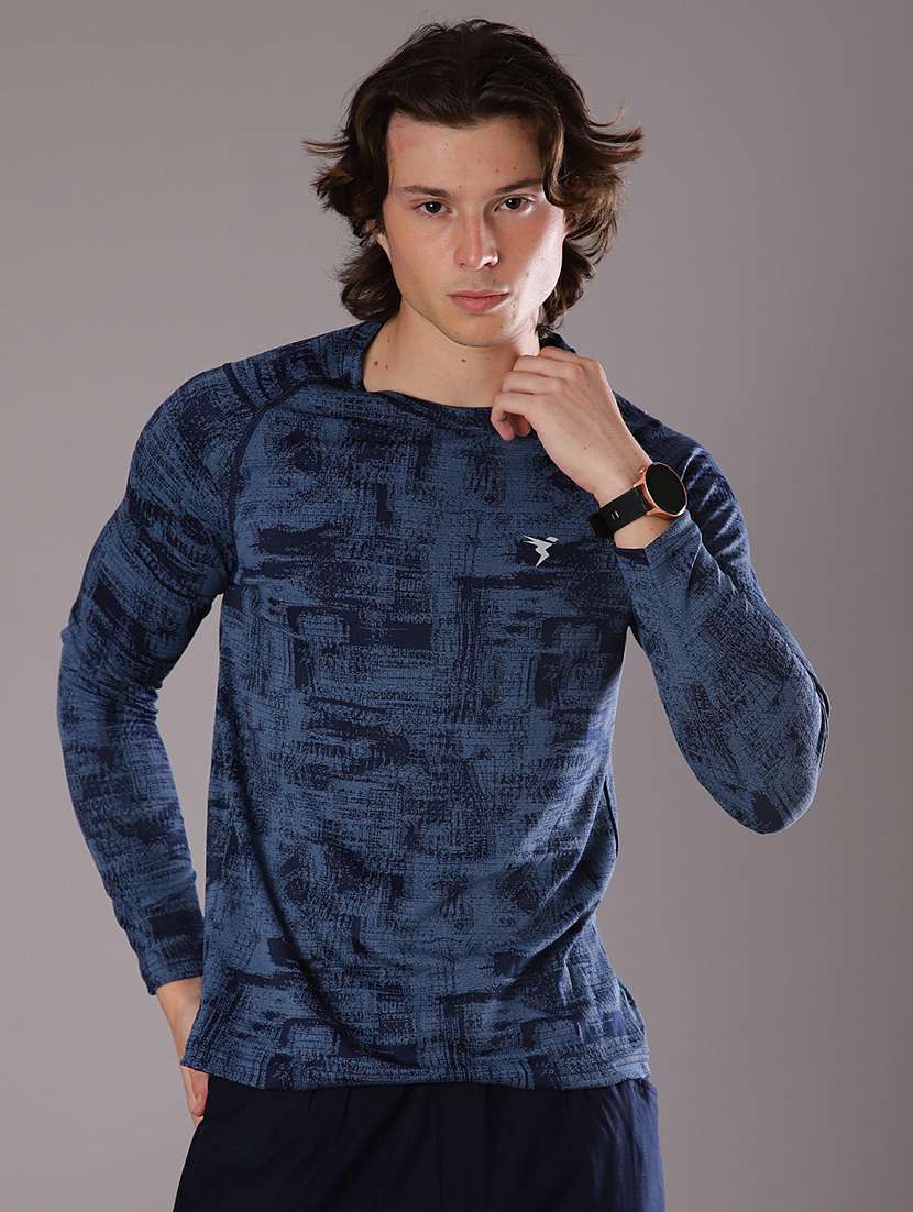 men printed round neck long sleeve t-shirt - 21996457 -  Standard Image - 1