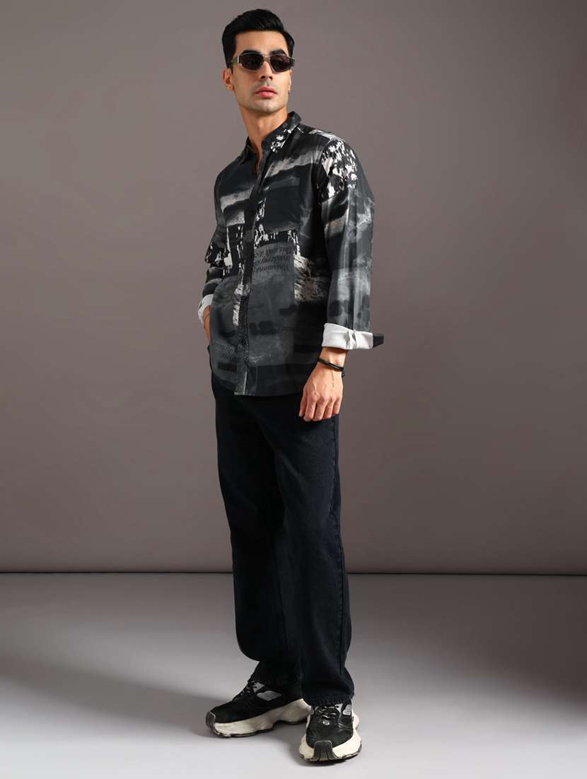 men printed long sleeve regular fit casual shirt - 21996527 -  Standard Image - 4