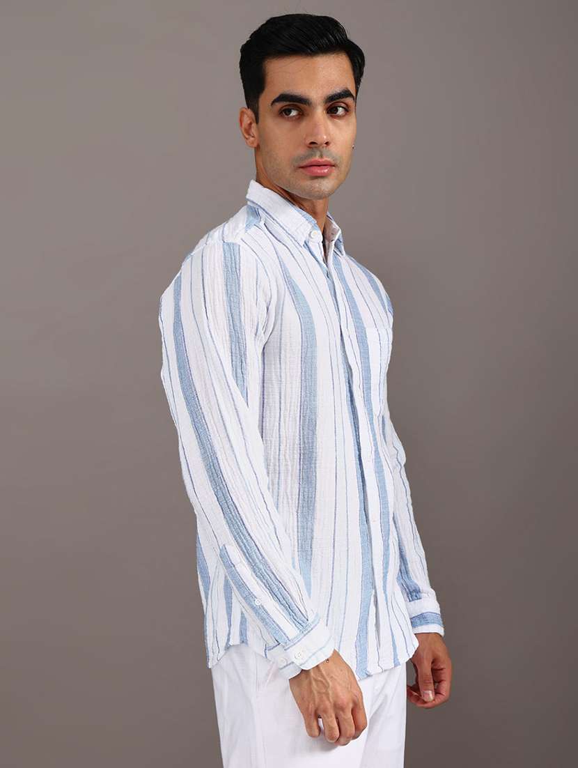 men striped long sleeve regular fit casual shirt - 21996528 -  Standard Image - 1