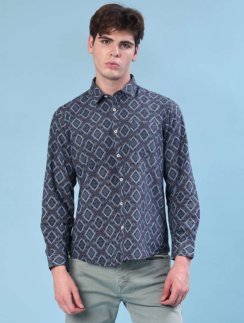men printed long sleeve regular fit casual shirt - 21996538 -  Standard Image - 1