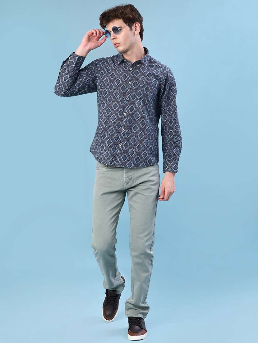 men printed long sleeve regular fit casual shirt - 21996538 -  Standard Image - 4