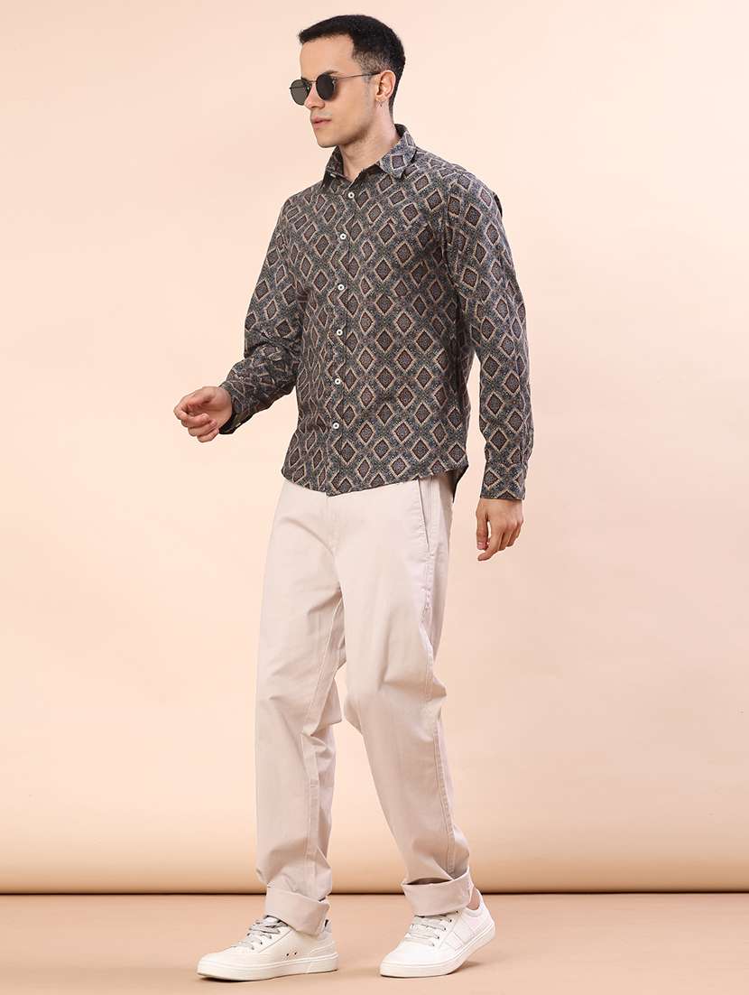 men printed long sleeve regular fit casual shirt - 21996539 -  Standard Image - 4