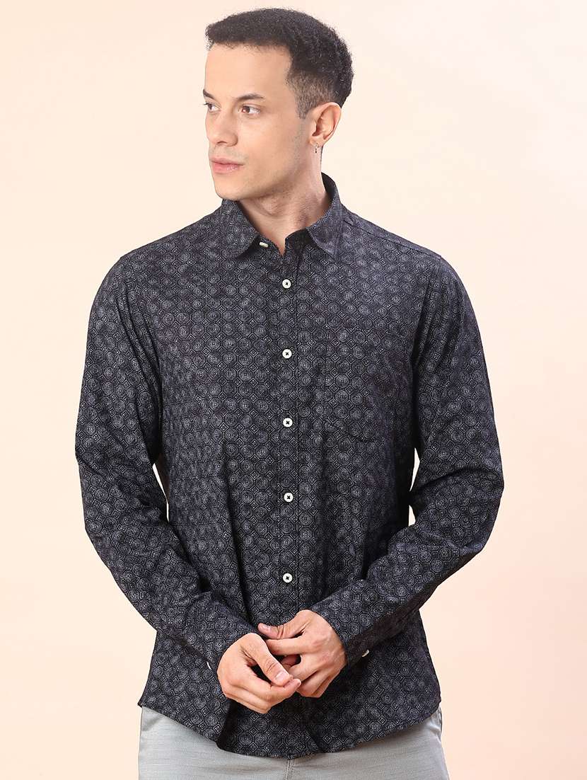 men printed long sleeve regular fit casual shirt - 21996601 -  Standard Image - 1