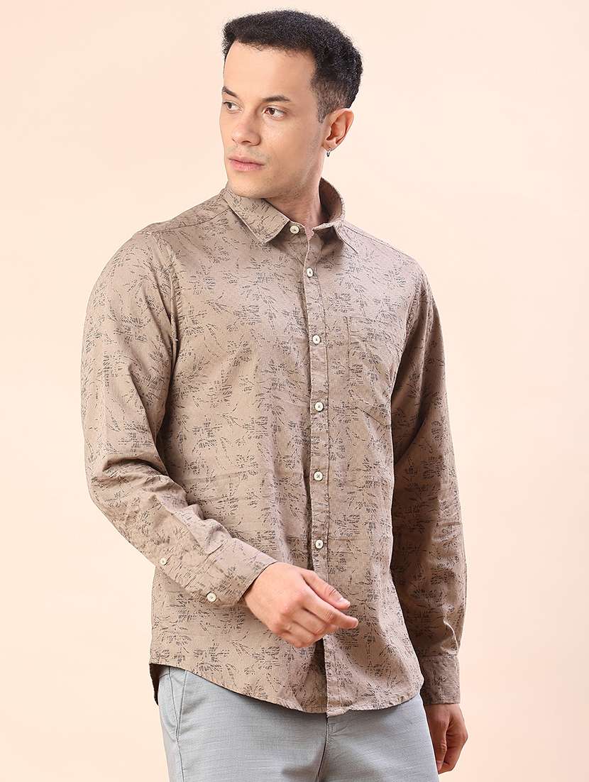 men printed long sleeve regular fit casual shirt - 21996602 -  Standard Image - 1