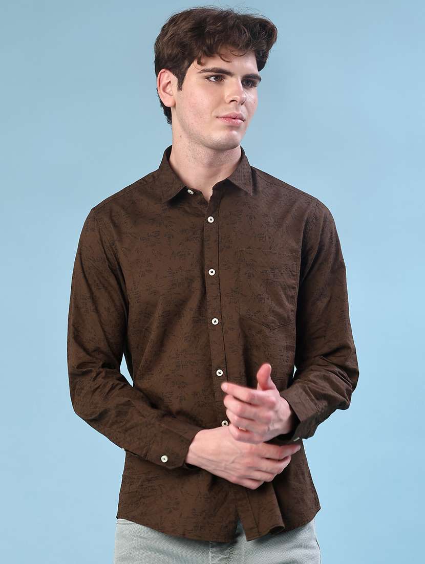 men printed long sleeve regular fit casual shirt - 21996603 -  Standard Image - 1