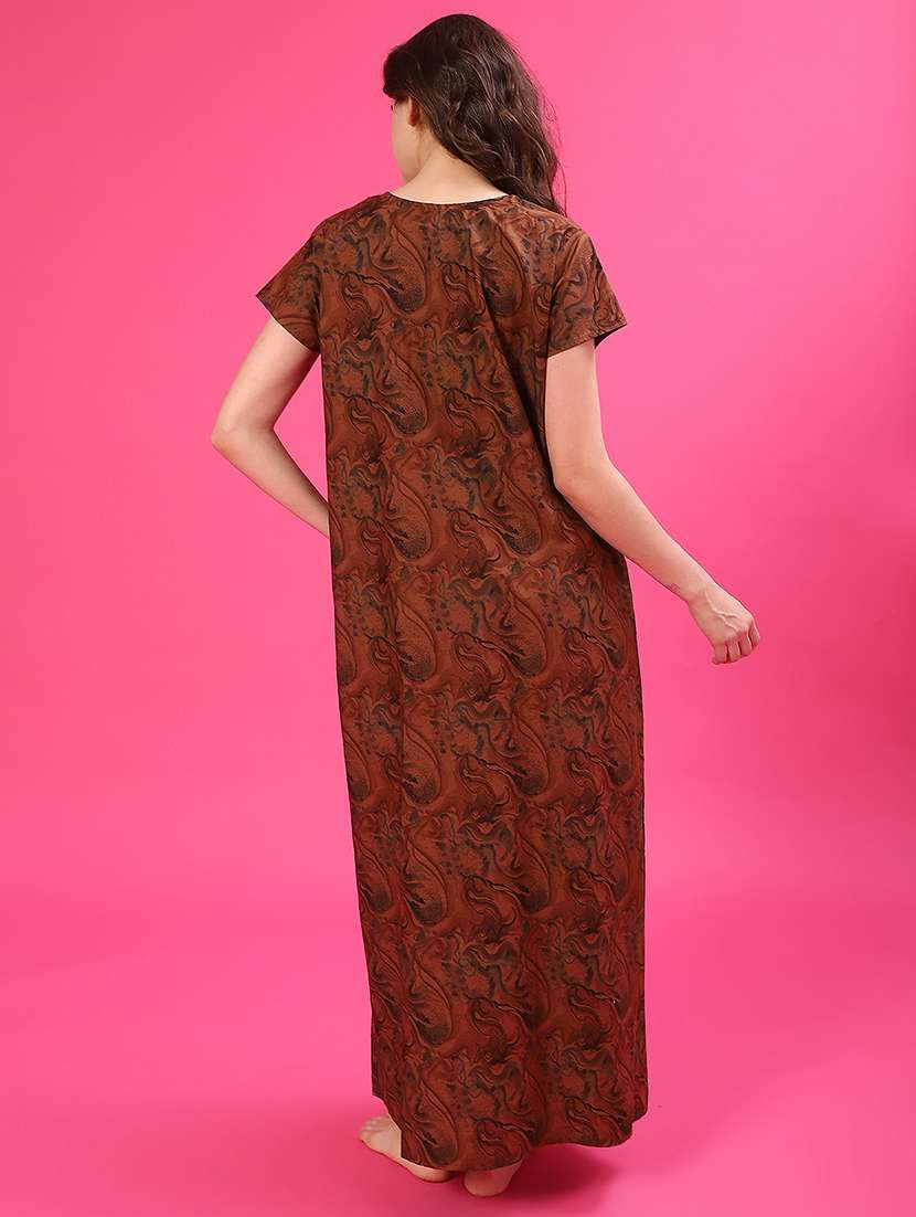 women printed short sleeve nighty - 21996604 -  Standard Image - 4