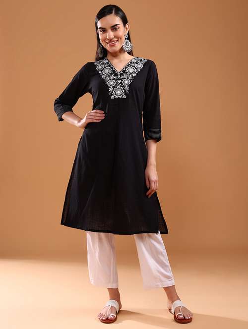 women three quarter sleeve a-line kurta - 21996614 -  Standard Image - 0