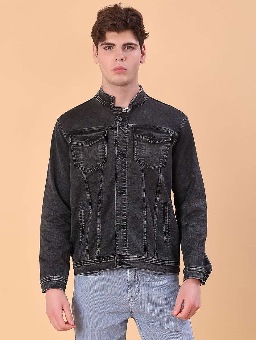 men solid long sleeve regualr fit denim jacket - 21996619 -  Standard Image - 1
