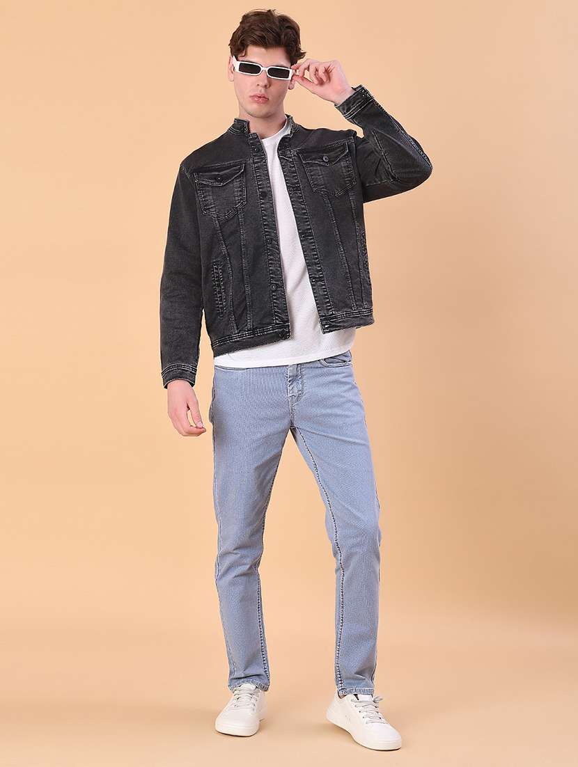men solid long sleeve regualr fit denim jacket - 21996619 -  Standard Image - 4