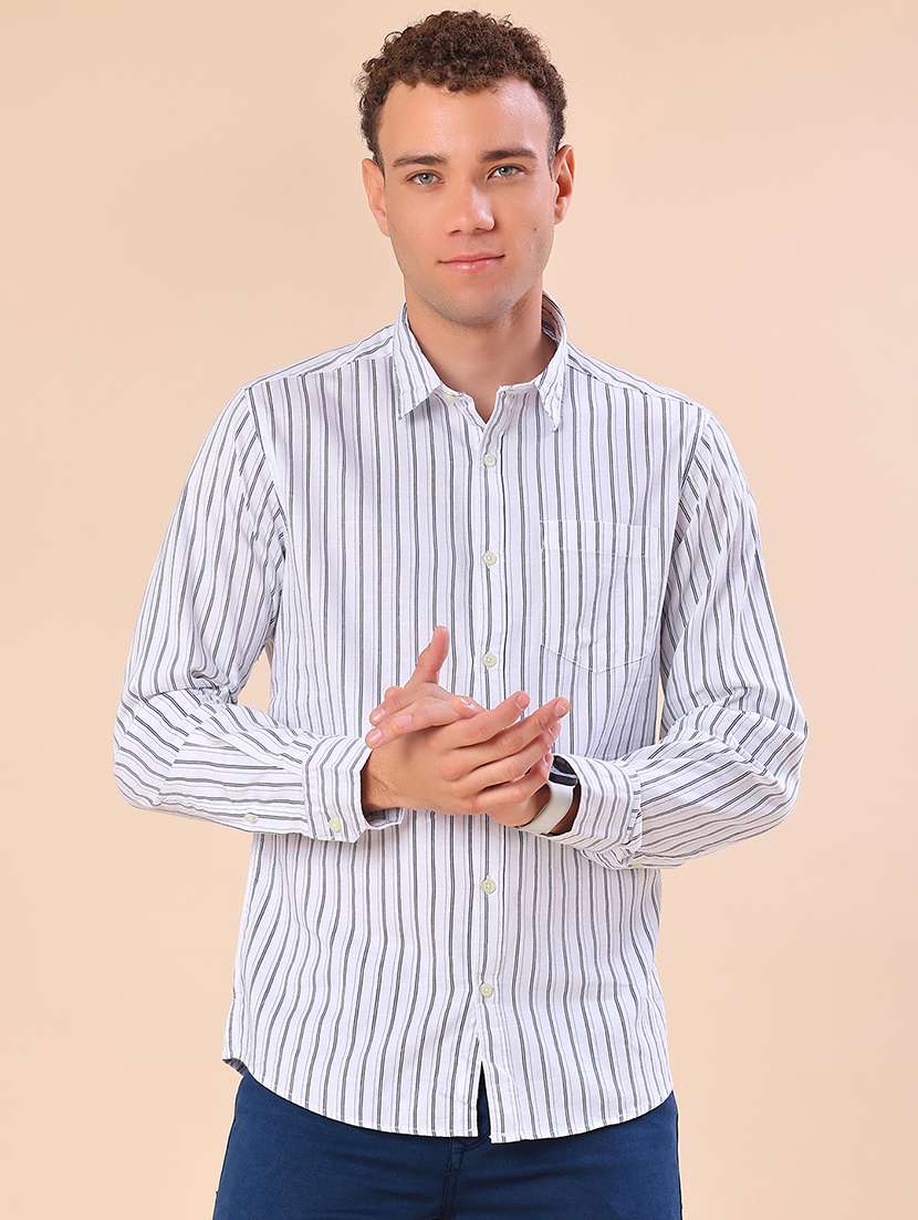 men striped long sleeve regular fit casual shirt - 21996632 -  Standard Image - 1