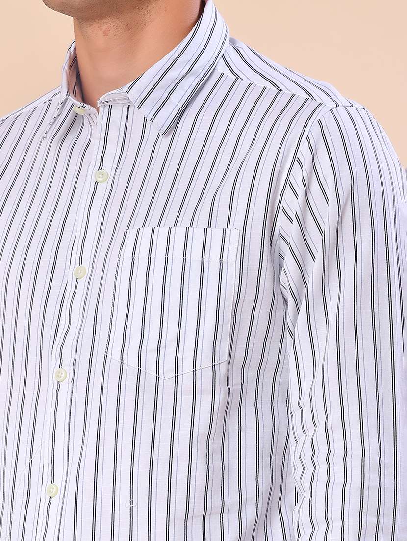 men striped long sleeve regular fit casual shirt - 21996632 -  Standard Image - 4