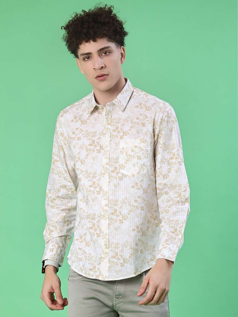 men printed long sleeve regular fit casual shirt - 21996634 -  Standard Image - 1