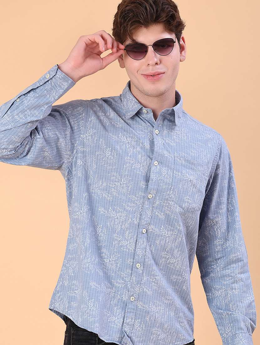 men printed long sleeve regular fit shirt