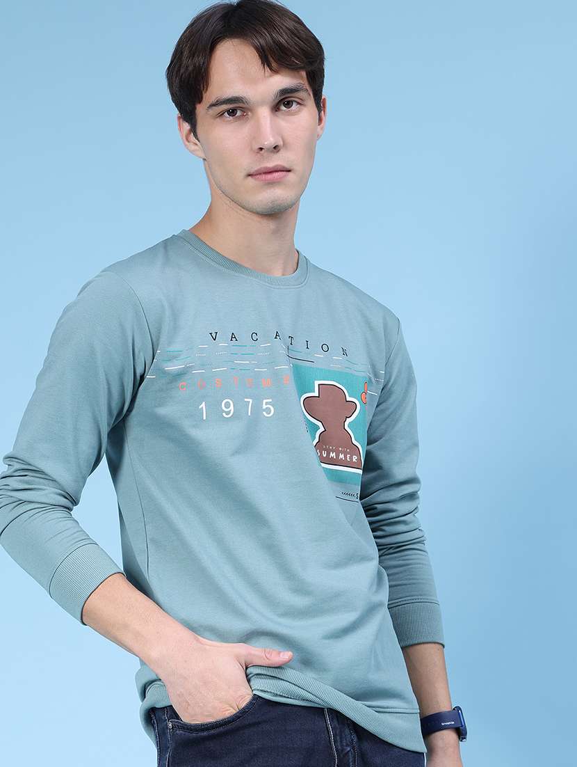 men chest print long sleeve regular fit sweatshirt - 21996695 -  Standard Image - 1