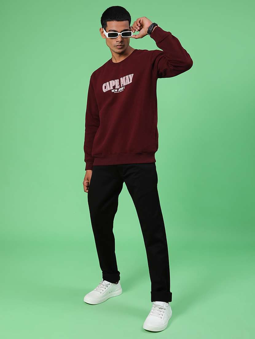 maroon cotton front print sweatshirt - 21996729 -  Standard Image - 4
