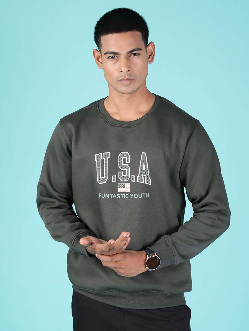 men typographic long sleeve regular fit sweatshirt - 21996742 - Standard Image - 1
