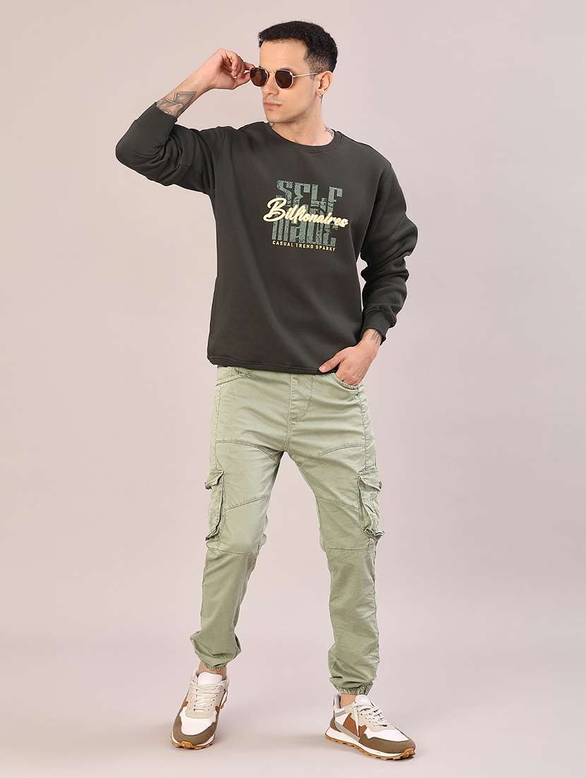 olive cotton front print sweatshirt - 21996743 - Standard Image - 4