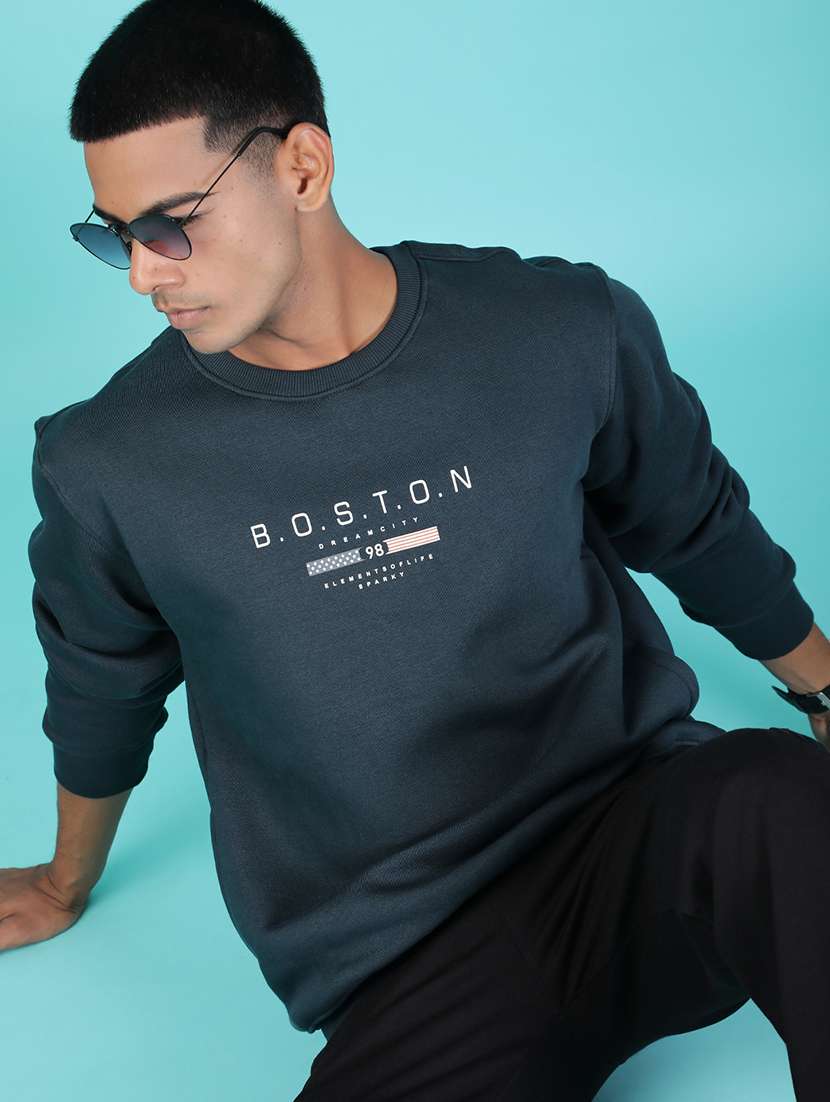 men typographic long sleeve regular fit sweatshirt