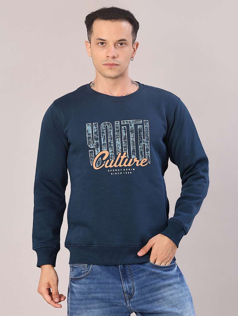 blue cotton front print sweatshirt - 21996747 -  Standard Image - 1