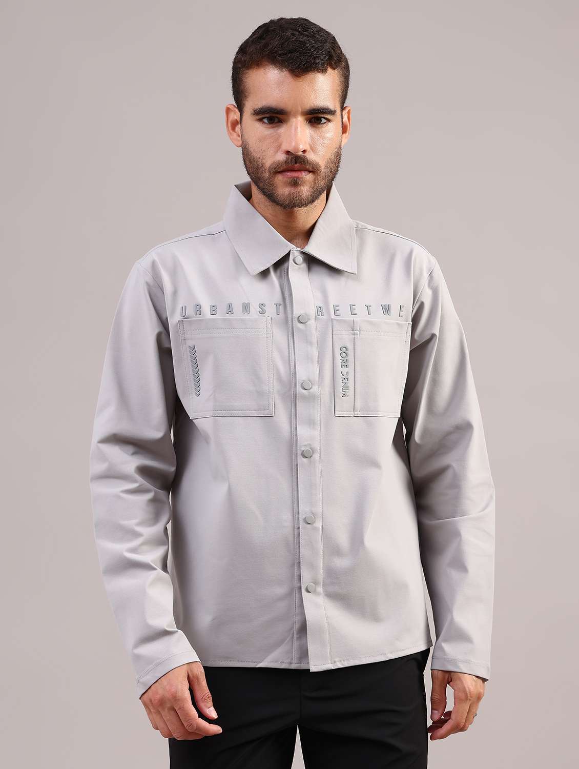 men solid collared long sleeve shirt - 21996835 -  Standard Image - 1