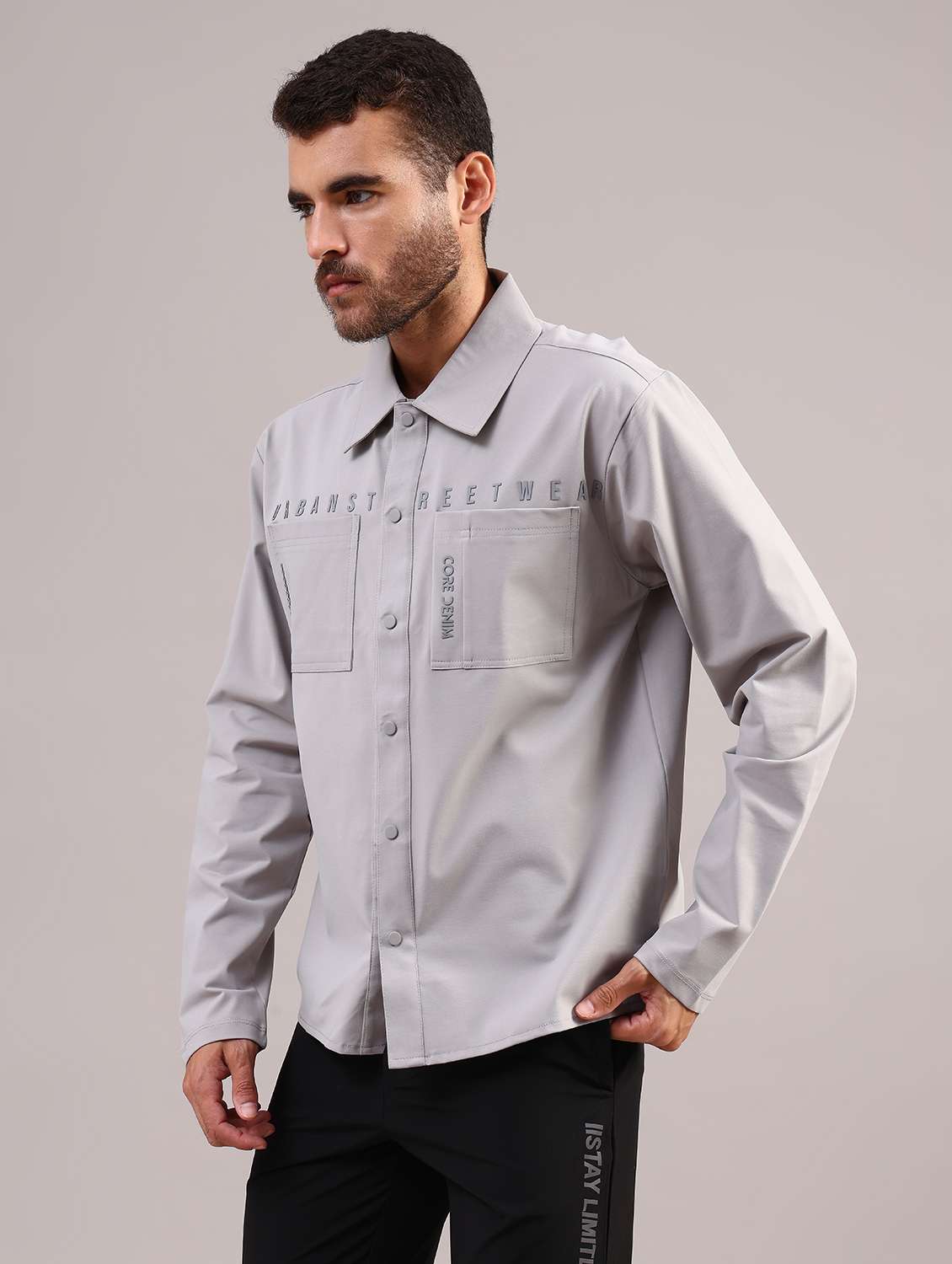 men solid collared long sleeve shirt - 21996835 -  Standard Image - 6