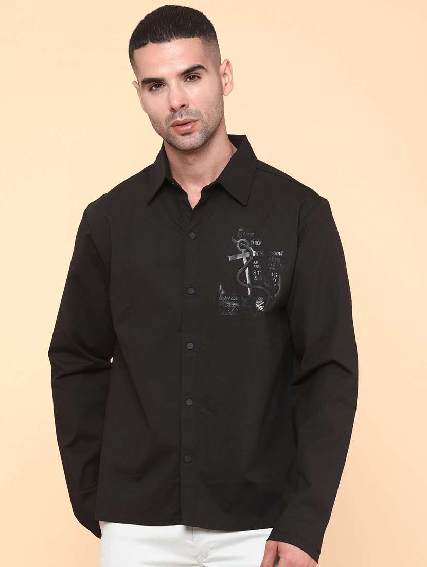 men black cotton casual shirt