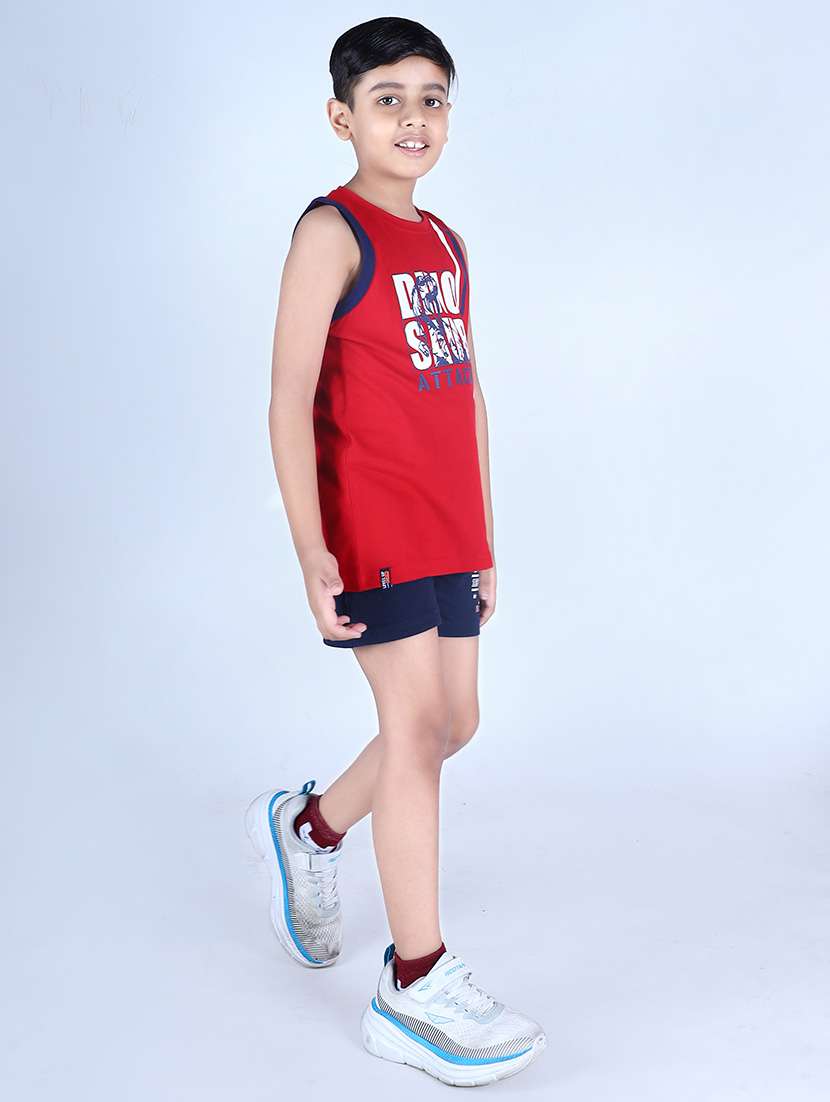 boys red printed sleeveless vest - 21996845 -  Standard Image - 1