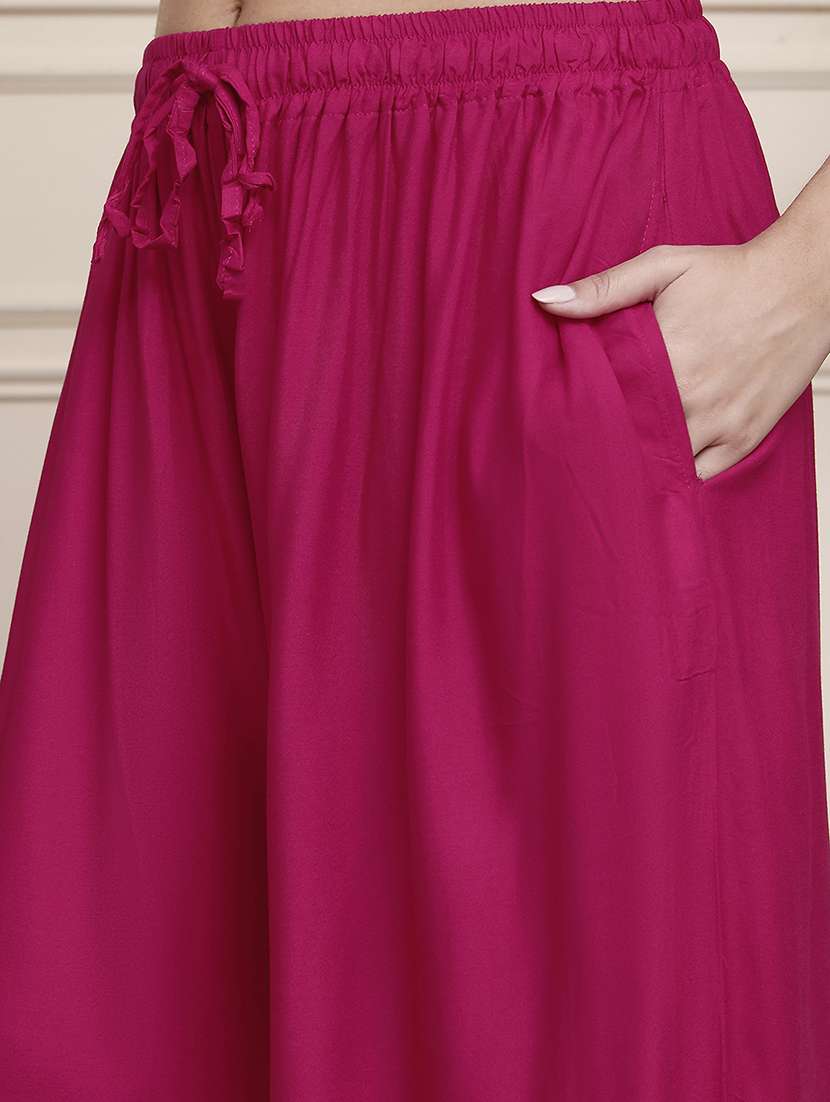 women pack of 2 solid flared palazzo - 21996851 - Standard Image - 4