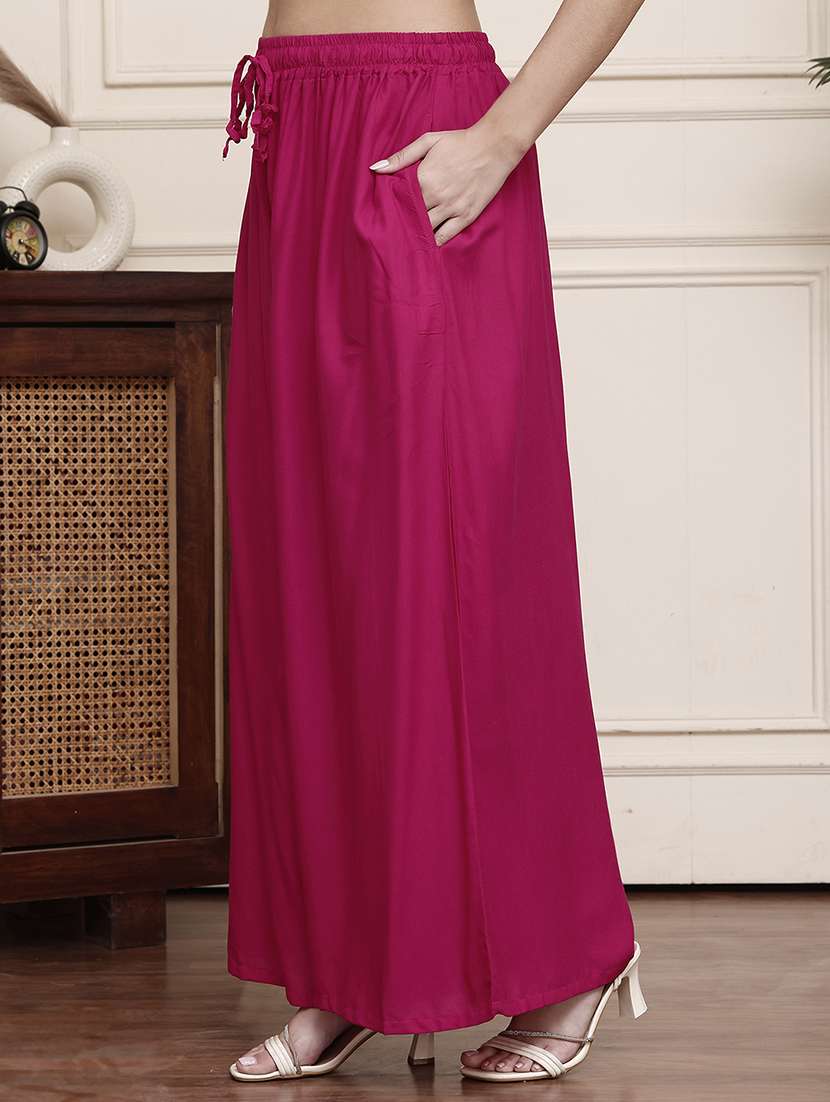 women pack of 2 solid flared palazzo - 21996872 -  Standard Image - 1