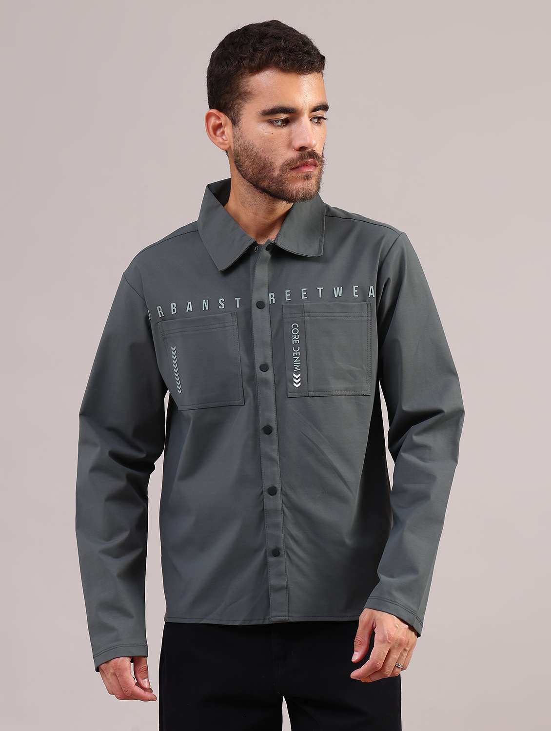 men solid collared long sleeve shirt - 21996898 -  Standard Image - 1