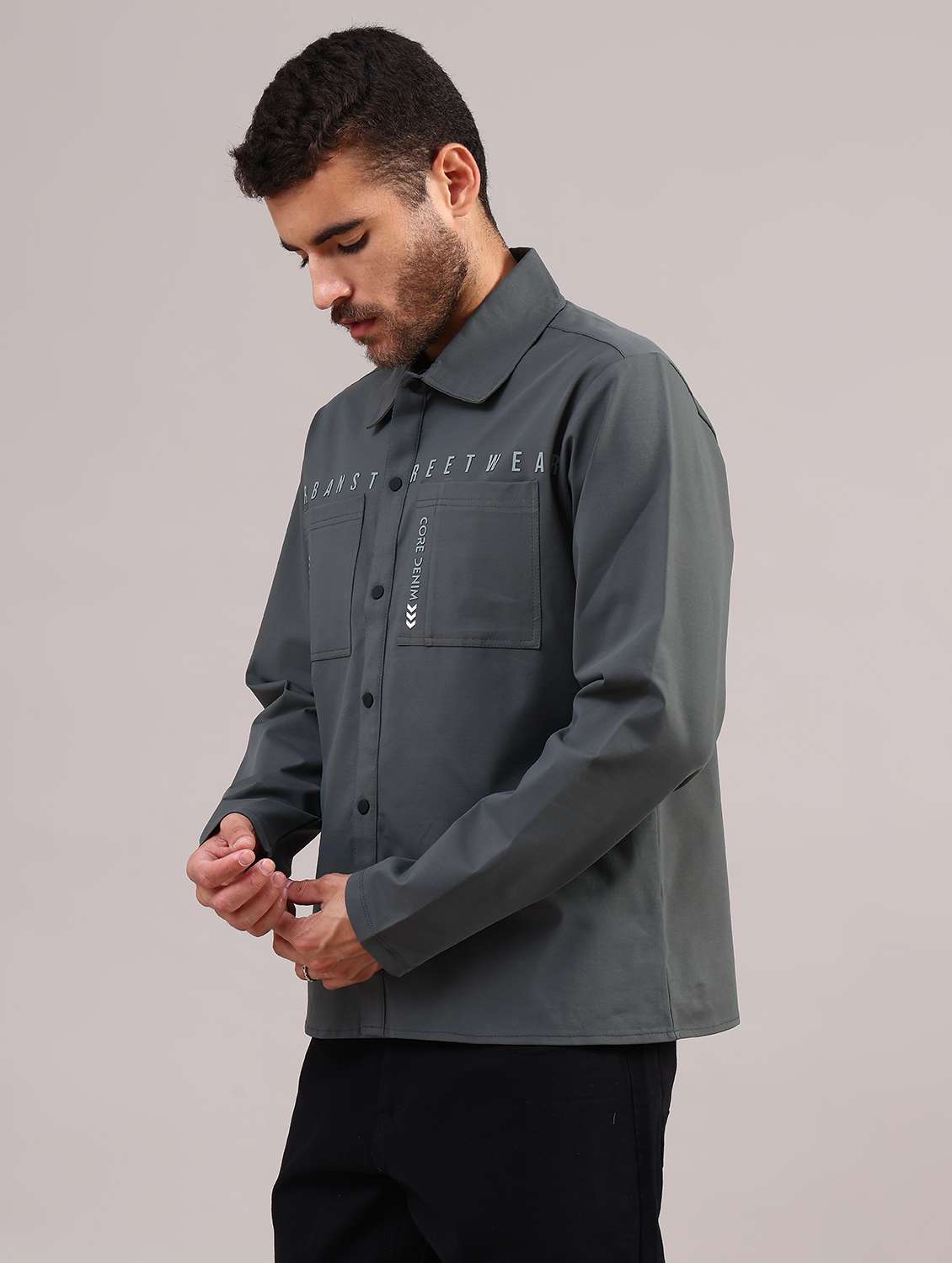 men solid collared long sleeve shirt - 21996898 -  Standard Image - 6