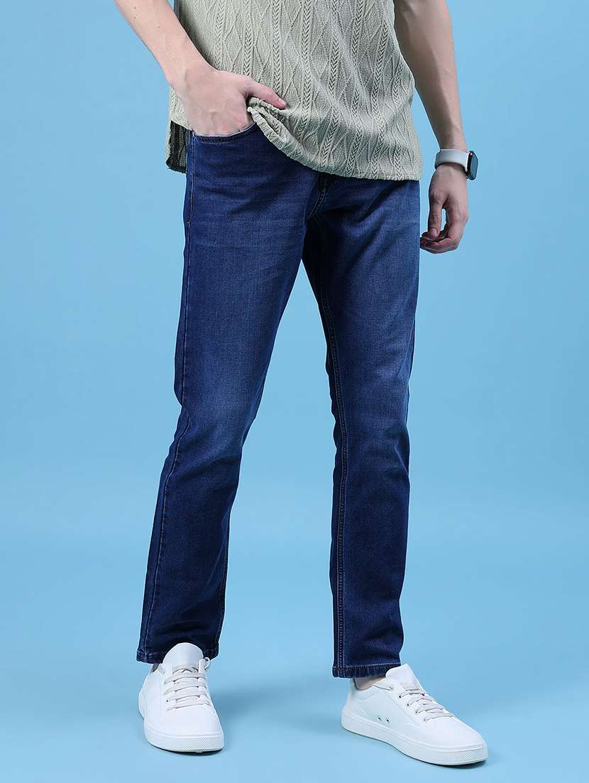 men solid mid rise slim fit jean