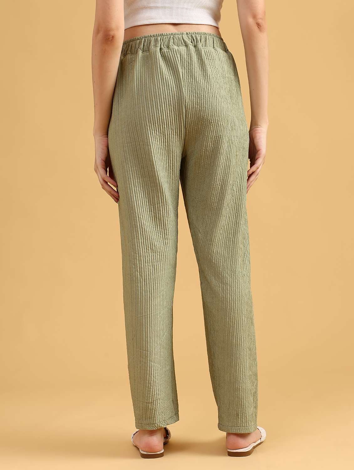 women solid mid rise straight trouser - 21996938 -  Standard Image - 4