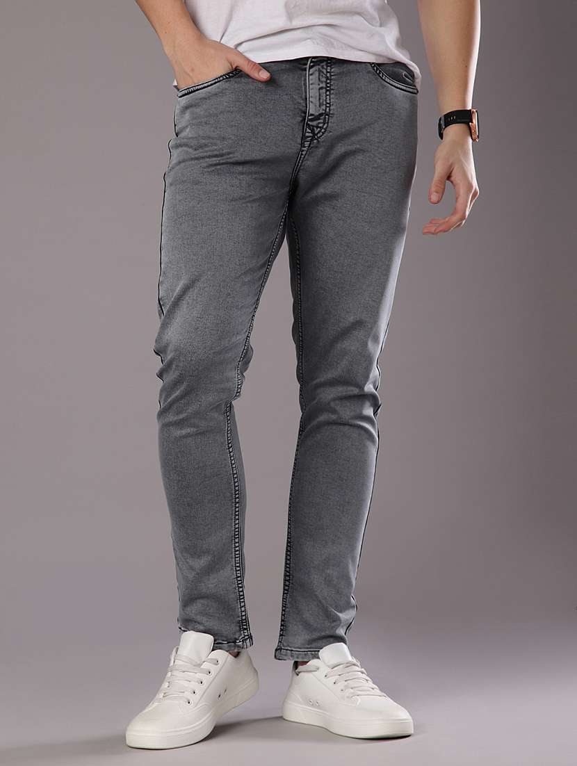 men solid mid rise slim fit jean